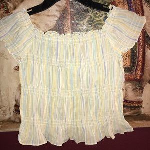 Express blue yellow crop top